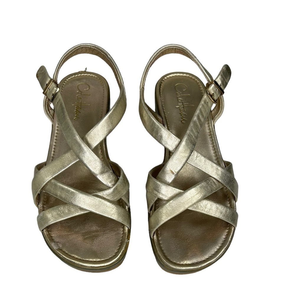 Cole Haan Regina w/Nike Air Insoles LeatherPlatform Gold Metallic Sandals SZ 8B - Picture 6 of 15